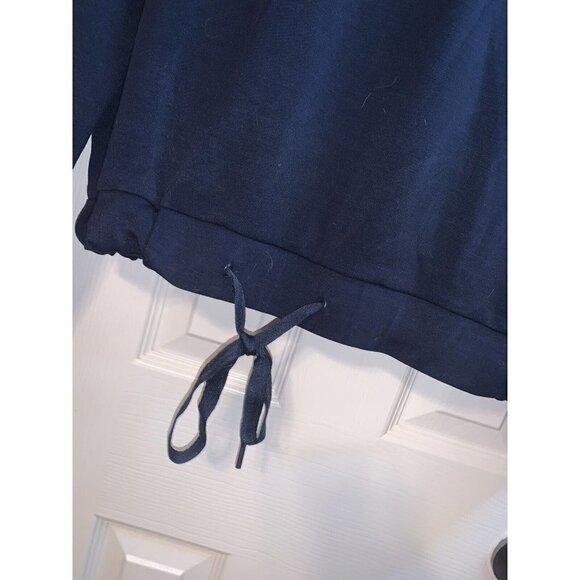Magaschoni Navy Blue Cropped Pullover Front Tie Long Sleeve Sweater Size Small - Picture 3 of 6